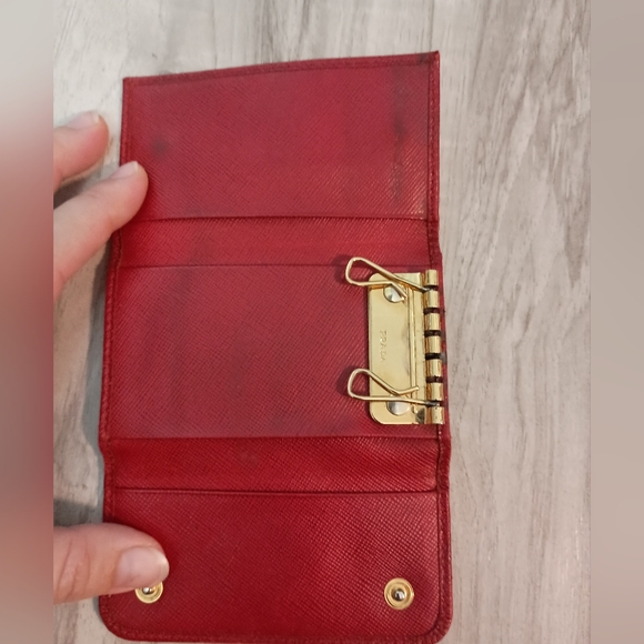 Prada Red Saffiano Leather Key Holder - Picture 6 of 8